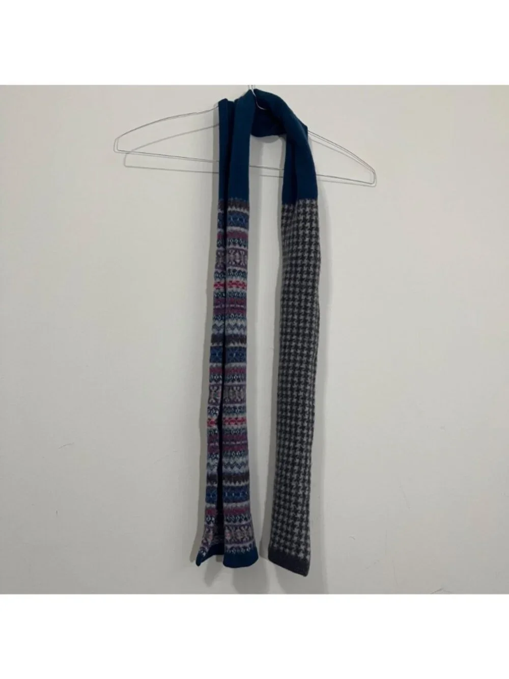 Robert Mackie Scotland 100% Wool Scarf Fair Isle Houndstooth Warm 69